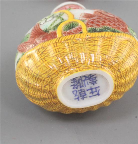 A Chinese enamelled white glass snuff bottle, height 5.1cm excl. stopper